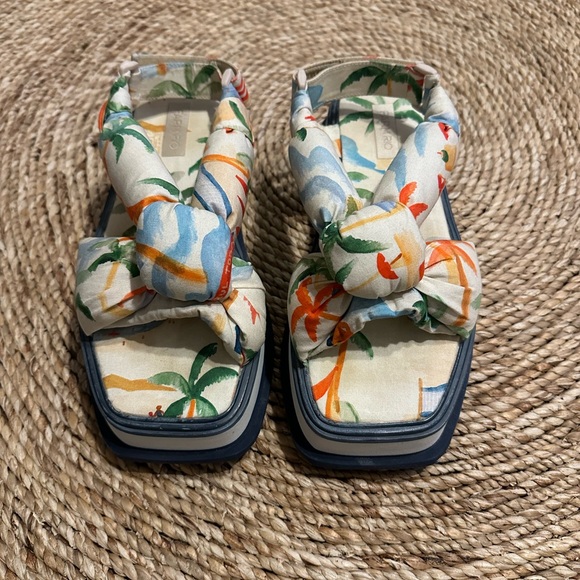 FARM RIO Copacabana Scarf Platform Sandals Puffy Comfy Size 9 - Picture 2 of 10